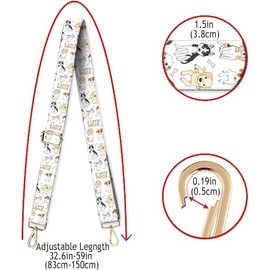 DANHRO Wide Purse Strap Replacement Crossbody Handbag Shoulder Strap Adjustable Bag Straps Replacement (Cute Dogs)