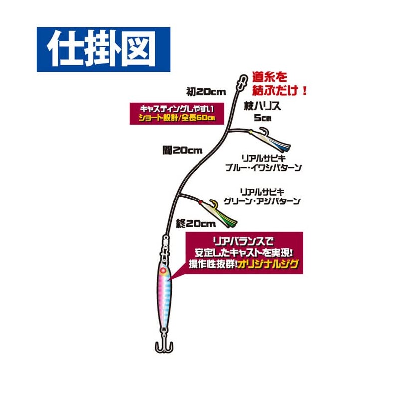 ハヤブサ(Hayabusa) ジギングサビキ 堤防ジギングサビキセット 2本鈎 HA280 10g S 6-3-4