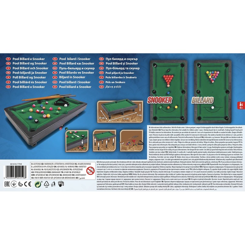 Noris 606167704 Pool Billiard & Snooker, includes 2 cues, 16