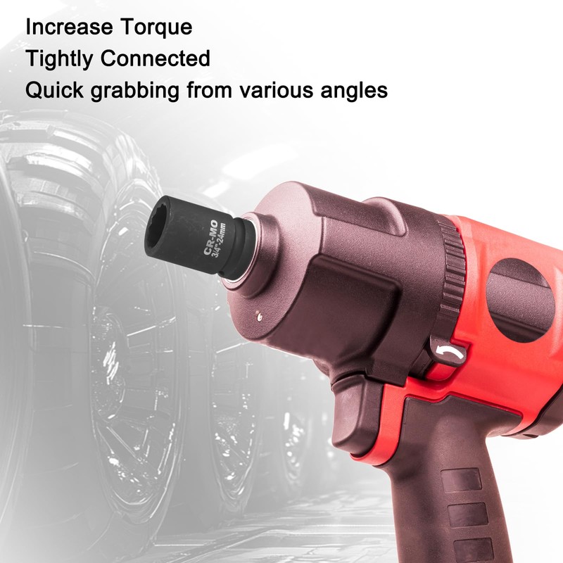sourcing map 3/4-Inch Drive 12 Point Impact Socket 24mm Metric