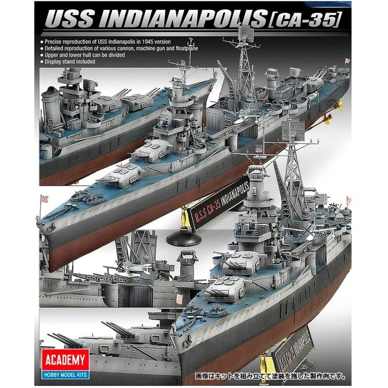 Academy Plastic Model 1/350th Scale USS CA-35 Indianapolis Military Ship