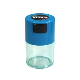 Vitavac - 5g to 20 Grams Airtight Multi-Use Vacuum Seal Portable Storage Container for Dry Goods, Food, and Herbs - Light Blue Clear