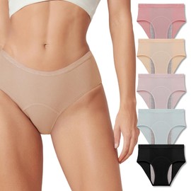 everdries Washable & Reusable Incontinence Underwear for Women Over 60 - Leakproof, Discreet, Absorbent, Machine-Washable Panties (Hipster, L, Pack of 5)