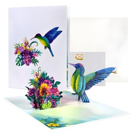 MOTIBACK Pop Up Hummingbird Hibiscus - 3D Hummingbird Card for Wife, Girlfriend & Mother,Birthday Card, Get Well, Thank You, Anniversary (style 2)