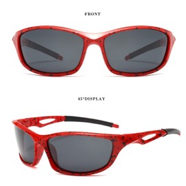 Long Keeper Wrap Around Polarised Sports Sunglasses for Men Women Driving Fishing Running Cycling Sun Glasses Cool Polarized Sports Goggles with Glasses Case