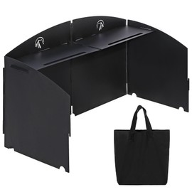 REDCAMP 4 Plates Camping Stove Windscreen, Outdoor Iron Folding Stove Windshield, Camping Wind Blocker with Storage Bag for Camping, Hiking, Picnic, Cooking