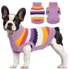 Kuoser Warm Dog Jumper, Dog Jumper Small Dogs, Medium Dogs, Dog Jumper Fleece, Dog Clothing for Small Dogs, Winter Dog Jumper Purple M