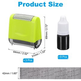 PATIKIL Identity Theft Protection Roller Stamp, 3Pcs 1.7" Confidential Roller Stamp Privacy ID Police Stamp Roller for Security ID Address with 9Pcs Refills, Light Green