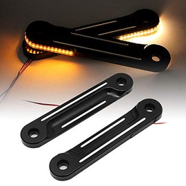 HIYOYO Señales de giro de horquilla LED negra para Harley Touring Street Glide 1997-2013 (negro)
