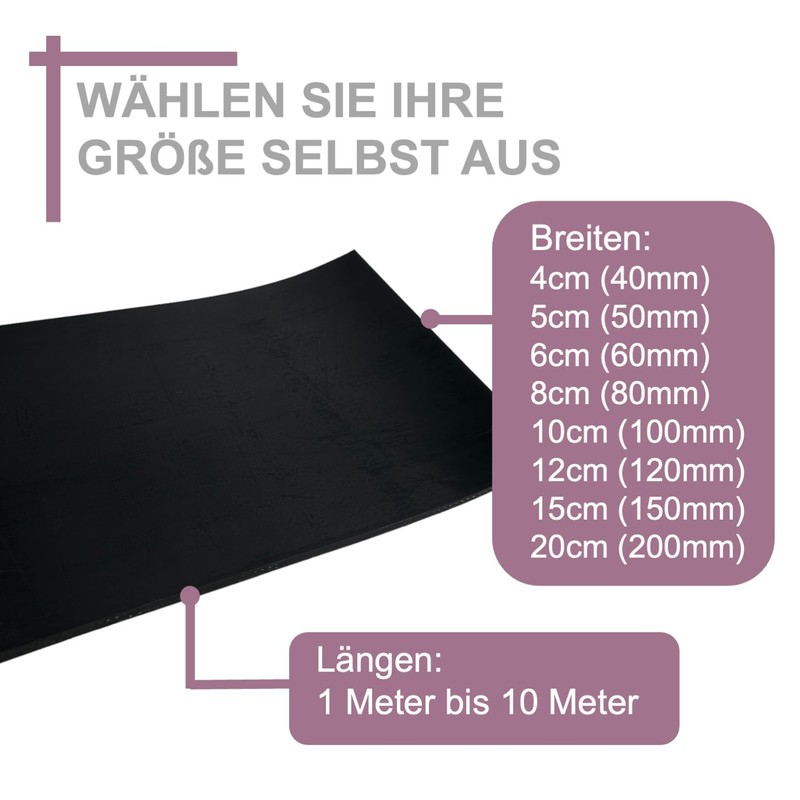 sarian® Rubber Strips, up to 10 m Length and 10