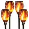Newbeegoods 4 Pack Solar LED Flame Lamp Flickering Torch Light