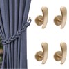 Rierdge 4 Pack Brass Gold Curtain Tieback Hooks, Curtain Holdback