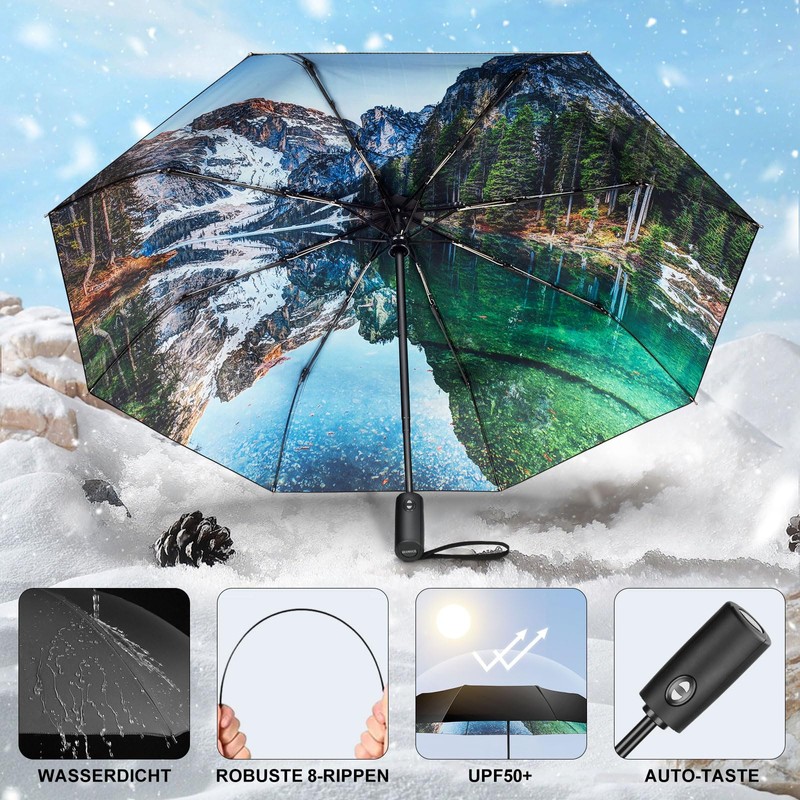 ZUOYOUZ Travel Umbrella Printed with Nature Elements Sun Protection Portable