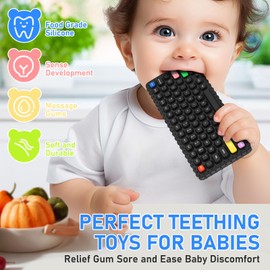 Avkast Teething Toys for Baby 3 6 12 18 Months, TV Remote Control Phone Baby Teether Toys, Babies Chew Toys, Food Grade Silicone Teething Toys for Infants, BPA Free, for Babies Gum Relief
