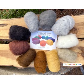 Carded Wool Needle Felting Wool Shade Pack Rolls 100g 3.5 Oz (Grey/Brown Rolls)
