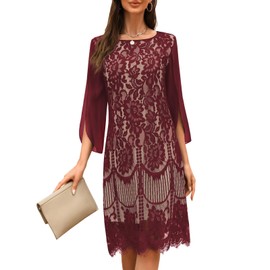 COOAN Wedding Guest Cocktail & Formal Dresses for Women - Lace Sequin Prom Evening Dress