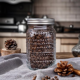 WELLIFE Mason Jars 32 oz, 6 Pack Quart Mason Jars Wide Mouth for Pickling, Canning, Fermenting and Food Storage, Microwave & Dishwasher Safe