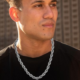 LIFETIME JEWELRY 10mm Rope Chain Necklace 24k Real Gold Plated for Women and Men (30 inches, 2 - White Gold Plated)