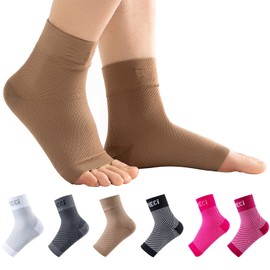 EVOPLECI - Calcetines de compresión de tobillo con manga de compresión para tobillo con punta abierta, calcetines de fascitis plantar para mujeres, soporte de tobillo para hombres y mujeres, soporte