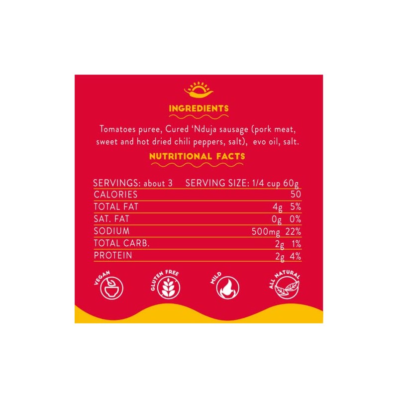 TUTTOCALABRIA Calabrian Nduja Sauce, Madewith Smoked Calabrese Sausage, Ready for