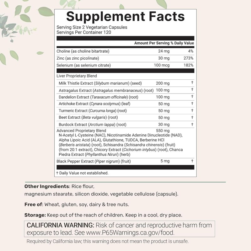 Liver Support Supplement, 240 Veggie Capsules, 20-in-1 Advanced Complex for
