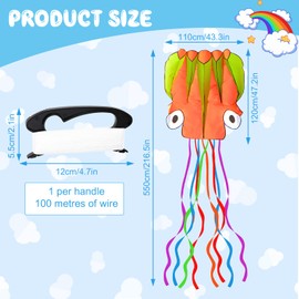 XIMEY Octopus Kite, Children's Kite, Flight Kite, Large, 550 x 72 cm, Children's Flight Kite, Wind Kite with Kite Cord, 100 m, Let Kite Climb Children from 8 Years and Adults