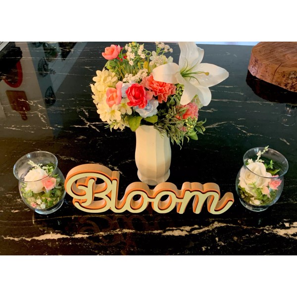 Unbranded Bloom Wooden Springtime Sign Cursive Writing Blush/Light Green Tabletop