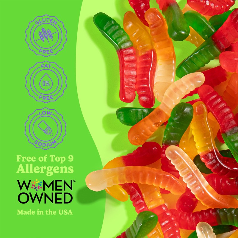 Albanese Candy Mini Assorted Fruit Gummi Worms Gummi Candy, Assorted
