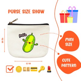 BJDAMAI Pickle Coin Purse Pouch Bag Holder for Teens Girls Women Kids, Pickle Lovers Gifts Stuff Decor, Small Mini Purse Coin Card Key Headset Lipstick!
