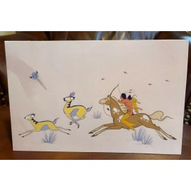 Acee Blue Eagle Hunt Scene Native American Tabletop Standee 10 1/2" tall X  7"