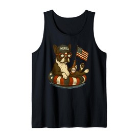 Boston Terrier America Flag Patriotic Boxer Dog Lover 4th of Tank Top