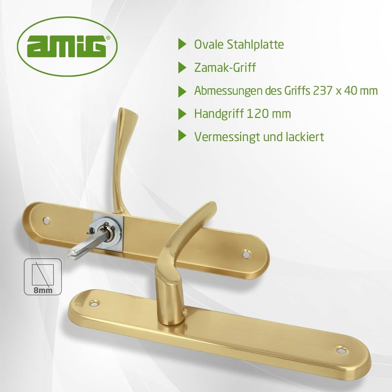 Amig - Set of Two Crank Handles Oval Steel Plate