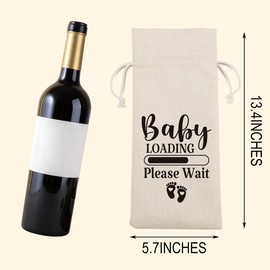 Pregnancy Announcement Wine Bag Baby Announcements Reveal Gifts for Grandparents New Mom Parents Aunt Baby Loading Please Wait Pregnancy Wine Bag (Wine1608)