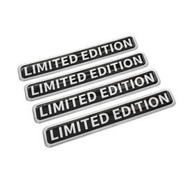PTDecals 4 Pieces 90 x 15 mm Soft Flexible Epoxy Limited Edition Emblem Sticker for Vehicle Car Motorcycle Helmet Home Decoration (Black Silver)