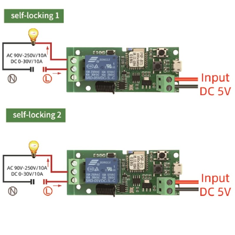 MHCOZY Updated WiFi Wireless Smart Switch Inching Self-Locking Relay Module,Set