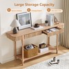 63” Console Table with 2 Drawers, Retro Entryway Table with