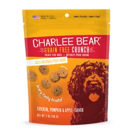 Charlee Bear Crunch Grain Free Dog Treats, Chicken, Pumpkin and Apple, 2 Ounce Resealable Bag, Low Calorie Training Treats for Dogs, Limited Ingredient, Healthy, Crunchy Dog Snacks, Made in USA
