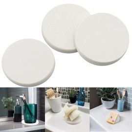 Mucco Water Absorbing Stone Tray for Sink, Water Absorbent Diatomite Coasters, Premium Diatomaceous Earth Soap Holder Dish，Fast Drying Stone Sink Tray for Hand soap & Cups & Drinks Bottles (3 White)