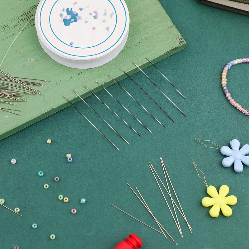 LUNARM 50 Pcs Beading Needles, 2 Sizes Seed Beads Extra