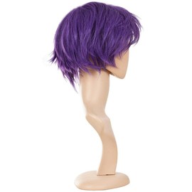 YEESHEDO Purple Costume Wig Unisex Short Bob Anime Cosplay Wigs Full Natural Layer Straight Fluffy Hair Costume Party Fancy Dress Wig for Women Men