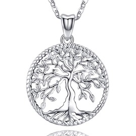 Tree of Life Necklace for Women, 925 Sterling Silver Pendant, Family Tree of Life Pendant Jewellery Gift for Women Girls Girlfriend Mom Wife