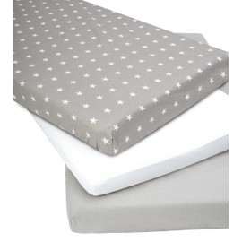 Medi Partners Set of 3 Fitted Sheets 60 x 120 cm 100% Cotton Baby Bed Linen Baby Mattress Sleeping Bag Cot Bed