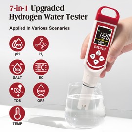 GIDIGI 7-in-1 Pool pH Salt Tester H2/ORP/pH/TDS/EC/Saltwater Quality Meter