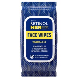 LIVAURA Retinol Men Facial Wipes Anti-Aging Cleansing Towelettes - Quickly cleanse face from sweat, oil and pore-clogging dirt without any heavy residue (60 Count (Pack of 1))