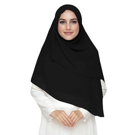 Lina & Lily Premium Chiffon Hijab Head Scarf Shawl Wrap for Muslim Women Square 58'' x 58'' (Black)