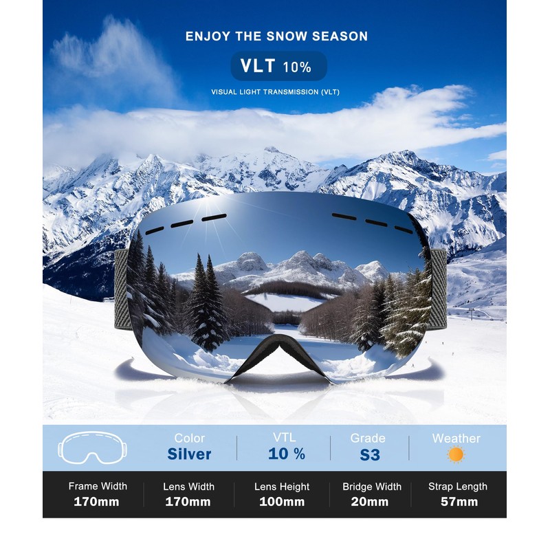 NSSIW Ski Goggles for Men Women Snowboard Goggles: Youth OTG
