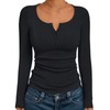 Trendy Queen Long Sleeve Shirts for Women Henley Ribbed Fall