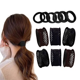 Topatrol Non-Marking Hair Ties, Fashionable 6-Pack, Black, Korean Style Hair Ties, High Elasticity, Solid, Cute Hair Ties, Non-Marking Korean Style Hair Ties, Hair Accessories for Women, Elegant for
