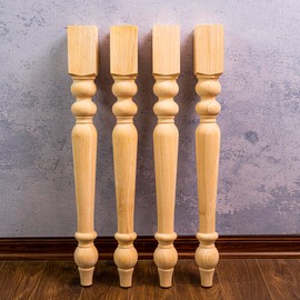 decorluxes Unfinished Farmhouse Table Legs Dining Table 2.8" X 29" Set of 4 DIY Coffee Table Rustic Turned Style Leg | Easy to Paint Any Color You Want (29 inch)