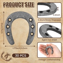 Gisafai 30 Pack 1.77 x 2 Inch Cast Iron Horseshoe for Crafts or Decor Western Theme Wall Decor Mini Older Iron Horseshoes for Wall Hung Durable Horseshoe for Good Lucky Party Favor Decoration(Rust)